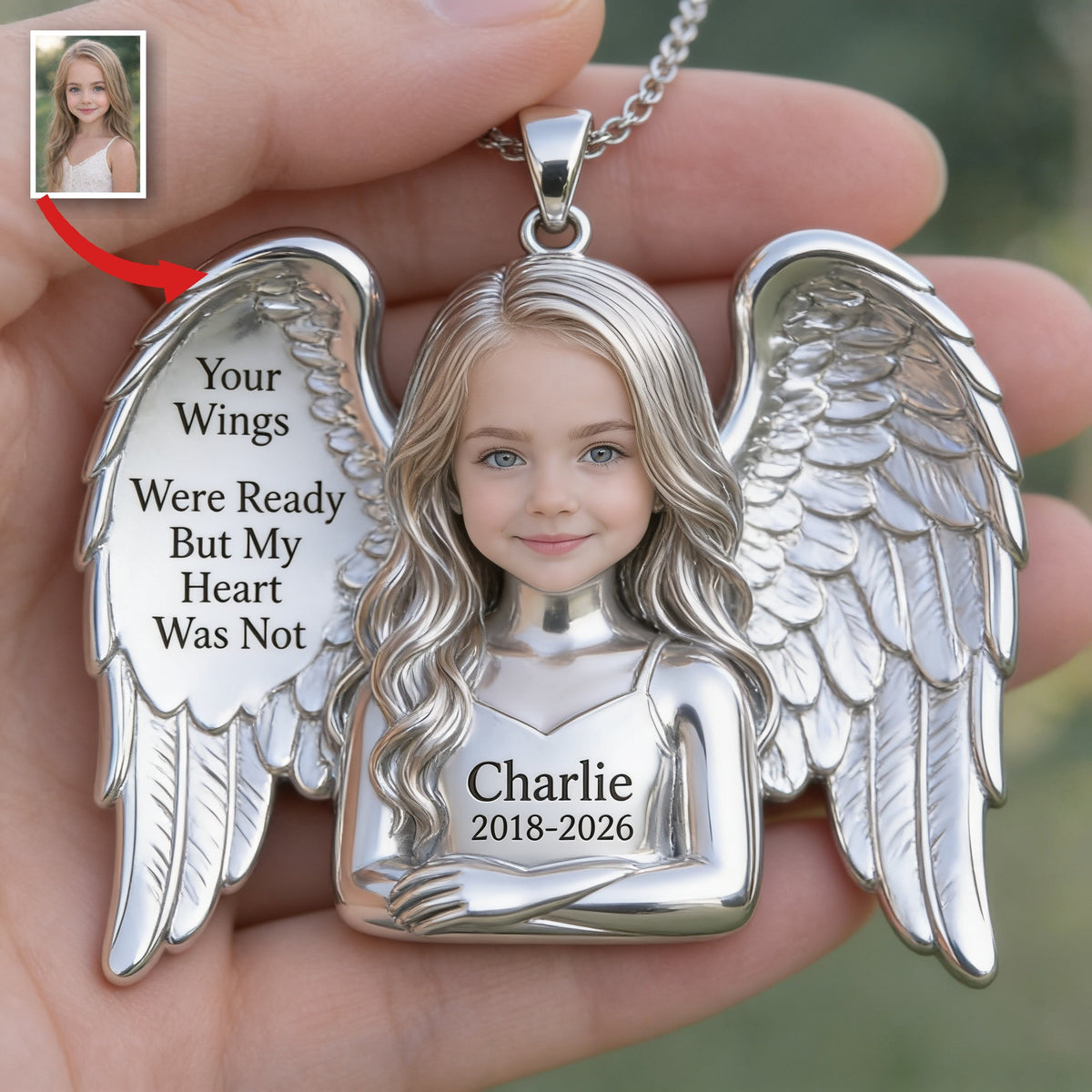 Personalized Little Girl Memorial Pendant Necklace