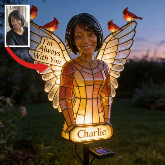 Personalized Middle-Aged Black Woman Memorial Garden Solar Light Sympathy Gift
