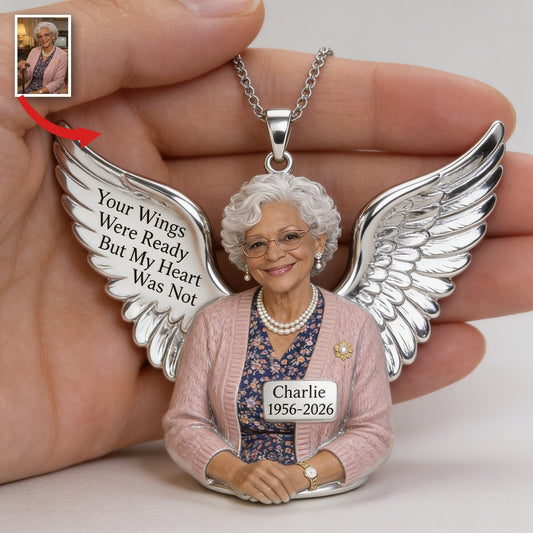 Personalized Older Black Woman Grandma Memorial Metal Pendant Necklace