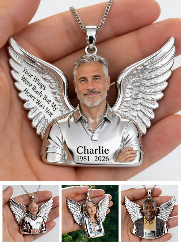 Personalized Middle-Aged Man Memorial Pendant Necklace, Dad Husband Remembrance Jewelry