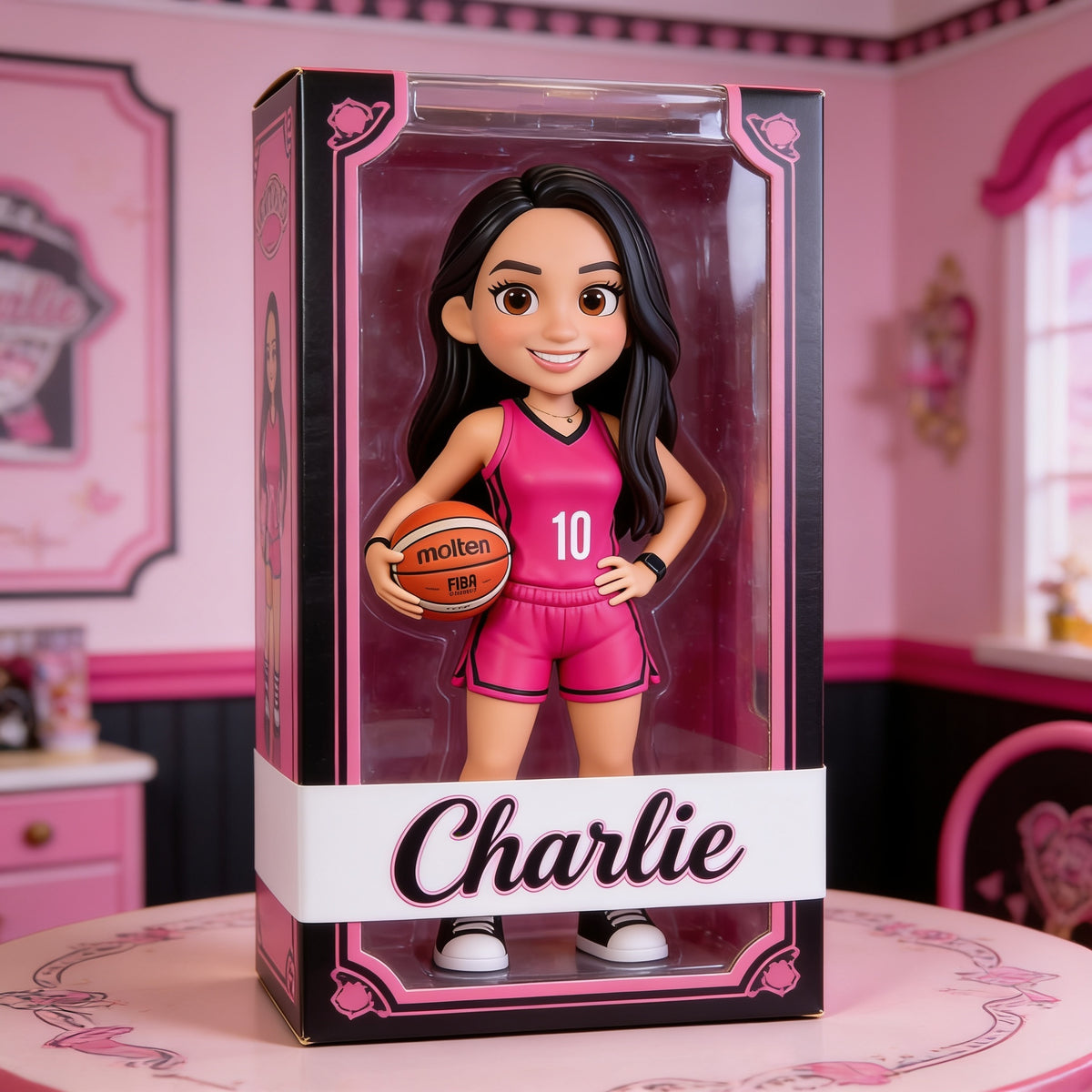 Personalized Latina Woman Basketball Player Custom Shaped Acrylic Plaque Sports Fan Gift