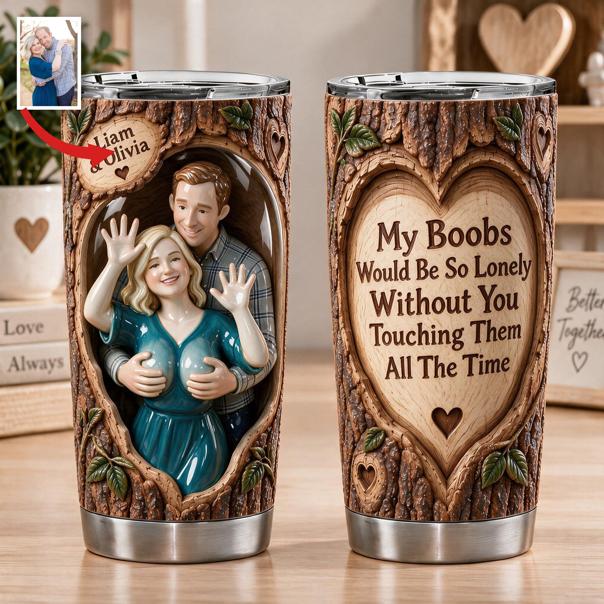 Custom Photo Middle-Aged Couple Funny Spicy Tumbler, Unique Couple Gift