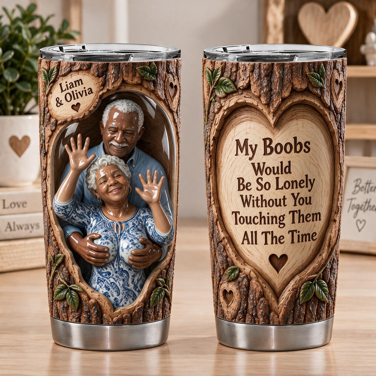 Custom Photo Older Black Couple Funny Spicy Couple Tumbler