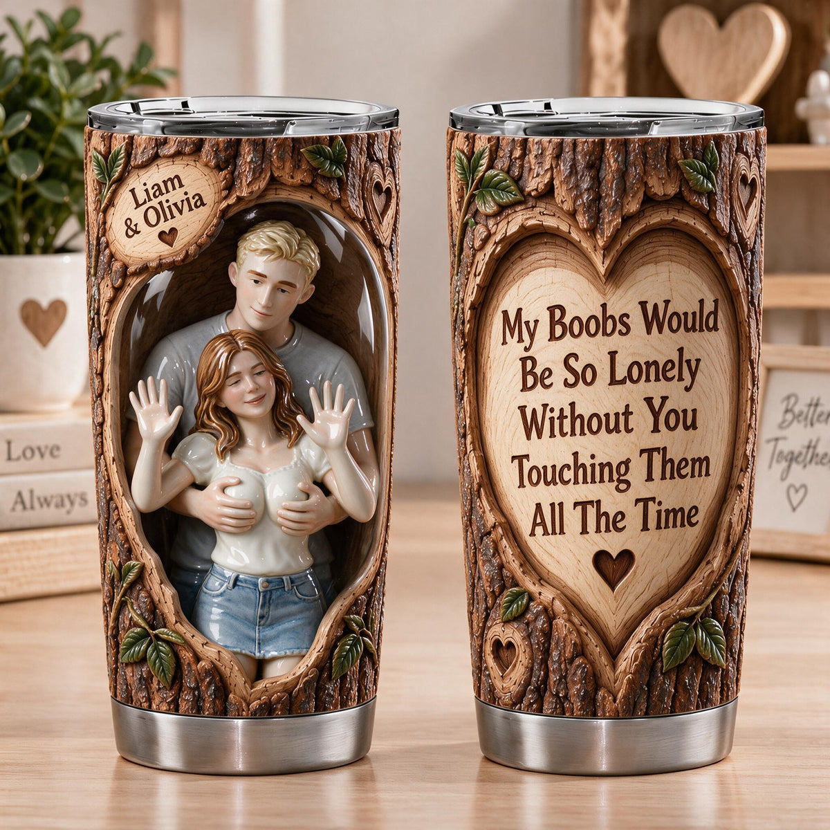 Custom Photo Funny Naughty Husband Wife Couple Tumbler, Spicy Couple Gift