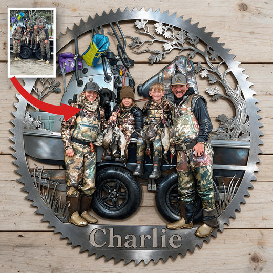 Personalisierte Jagdfamilie 3D Metall-Schild Wanddekoration Geschenk