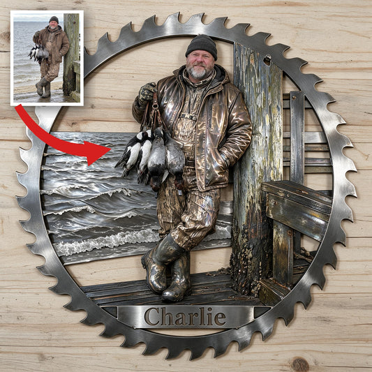 Panneau Métallique Décoratif Personnalisé Chasseur de Canards Âgé de 3D
