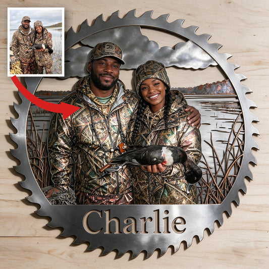 Personalisierte Schwarze Jagdpaar 3D Metall-Schild Wanddekoration Geschenk