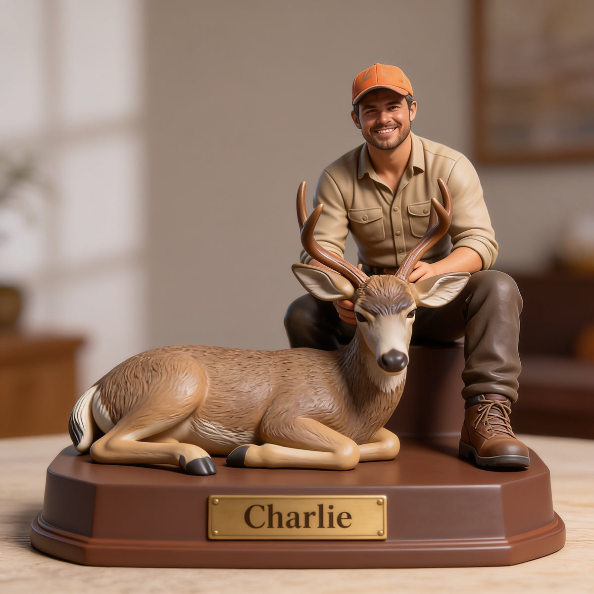 Personalized Latino Hunter with Deer Custom Shaped Acrylic Plaque Hunting Gift