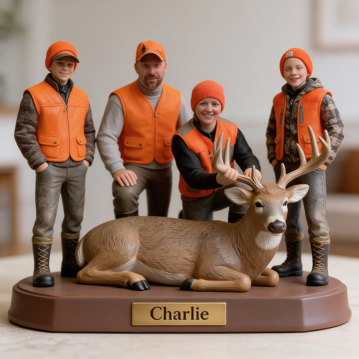 Personalized Hunting Family with Deer Custom Shaped Acrylic Plaque Hunting Gift