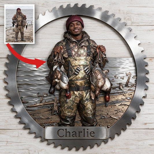 Personalisierte Schwarze Entenjäger 3D Metall-Schild für Jagd Deko