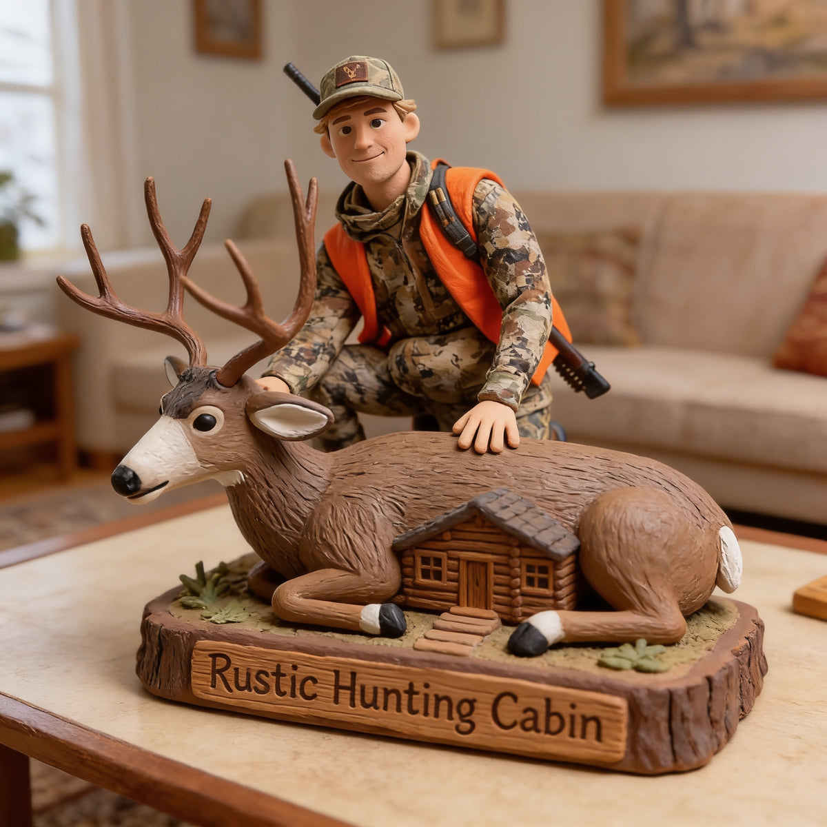 Personalized Hunter with Deer Custom Shaped Acrylic Plaque Hunting Decor Gift