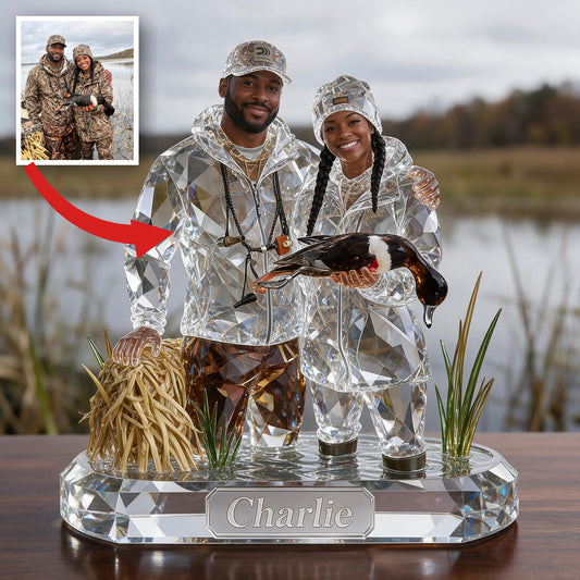 Plaque Acrylique Personnalisée Couple Chasseur Noir Cadeau de Chasse