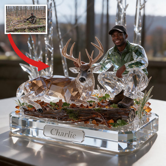 Plaque Acrylique Personnalisée Chasseur Noir avec Cerf - Cadeau de Chasse
