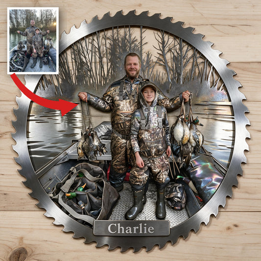 Panneau Métallique Découpé 3D Personnalisé pour Pères et Enfants Chasseurs de Canards