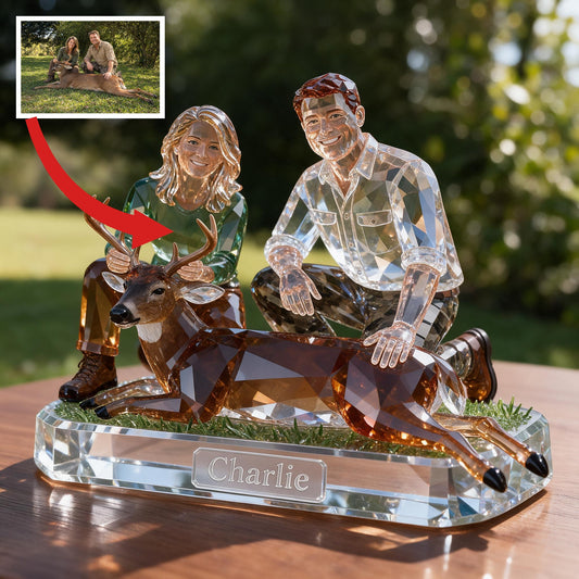Plaque Acrylique Personnalisée Couple de Chasse d'Âge Moyen avec Cerf
