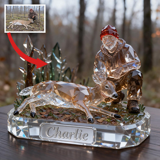 Plaque Acrylique Personnalisée Chasseur Latino d'Âge Moyen avec Cerf
