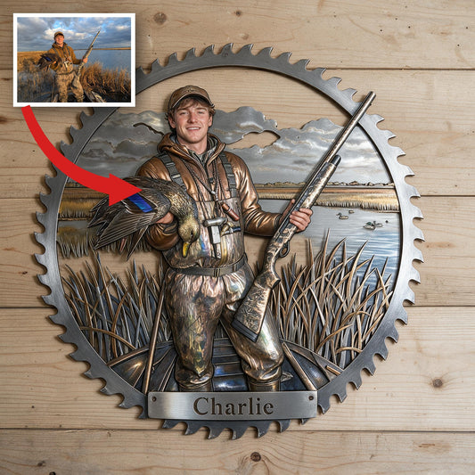 Personalisierte 3D Metall-Schild für Entenjagd - Wanddekoration
