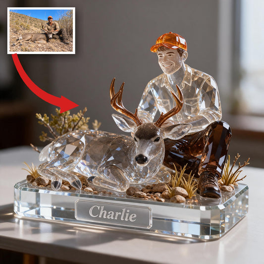 Plaque Acrylique Personnalisée Latino Hunter avec Cerf - Cadeau de Chasse