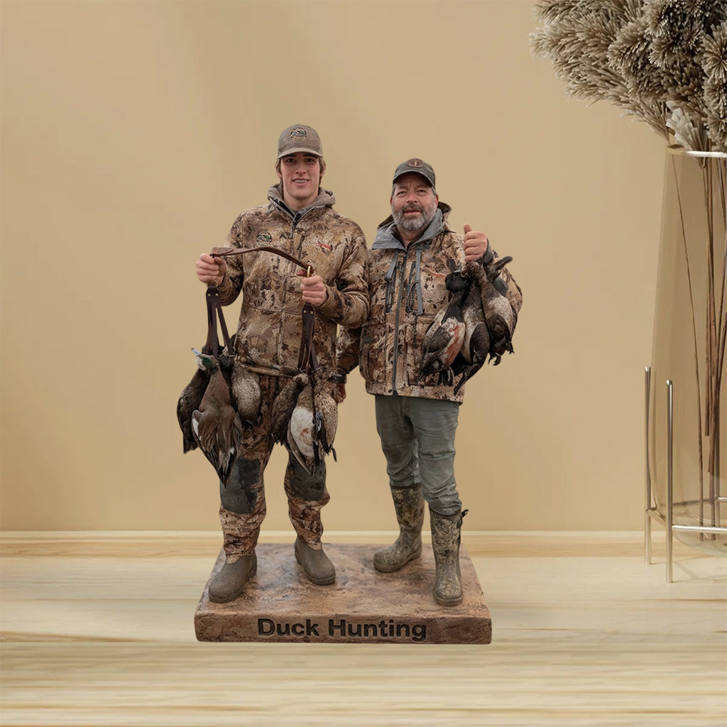 Personalized Middle-aged Duck Hunting Couple Custom Shaped Acrylic Plaque Hunting Gift