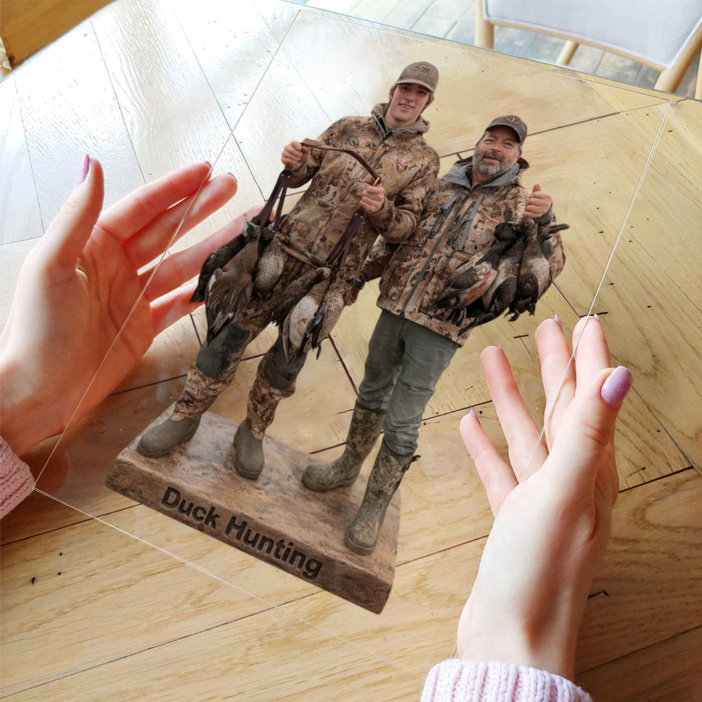 Personalized Middle-aged Duck Hunting Couple Custom Shaped Acrylic Plaque Hunting Gift