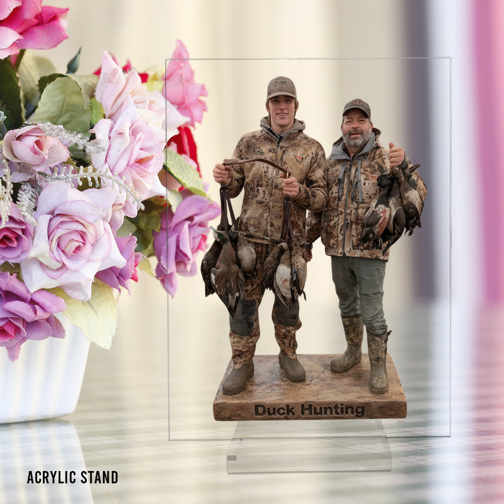 Personalized Middle-Aged Latino Duck Hunter Custom Shaped Acrylic Plaque Hunting Gift