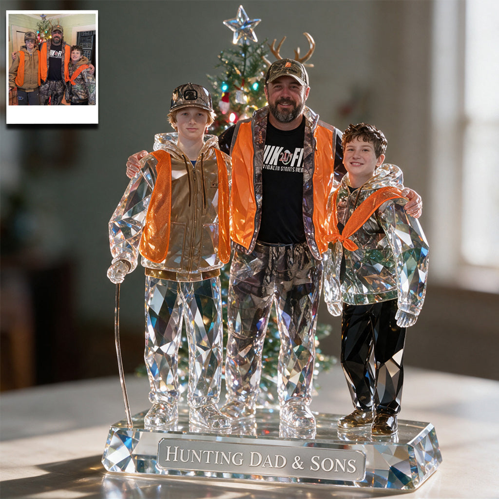 Personalized Middle-Aged Black Hunter with Deer Custom Shaped Acrylic Plaque Hunting Gift