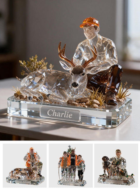 Personalized Latino Hunter with Deer Custom Shaped Acrylic Plaque Hunting Gift