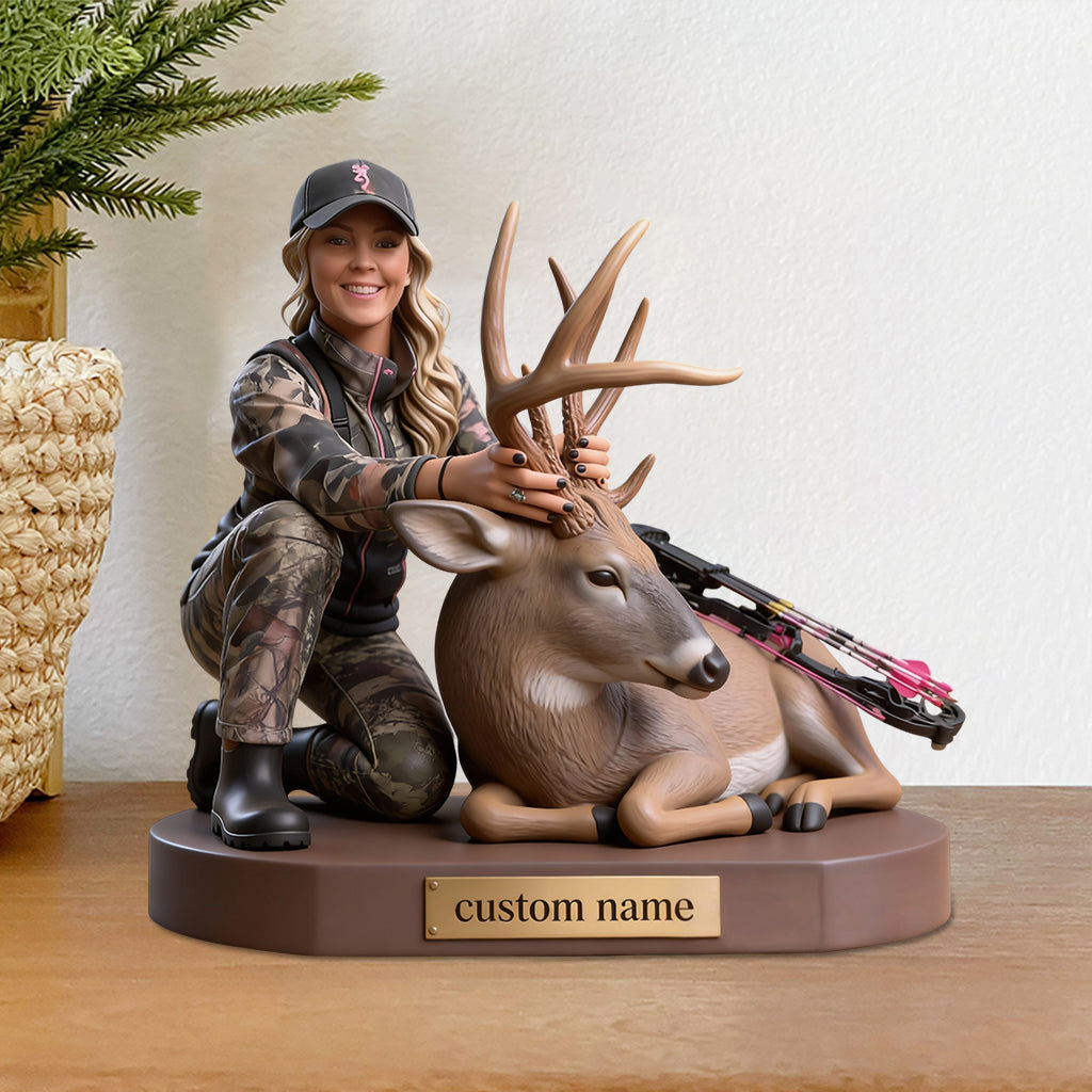 Personalized Middle-Aged Hunter with Deer Custom Shaped Acrylic Plaque Hunting Gift