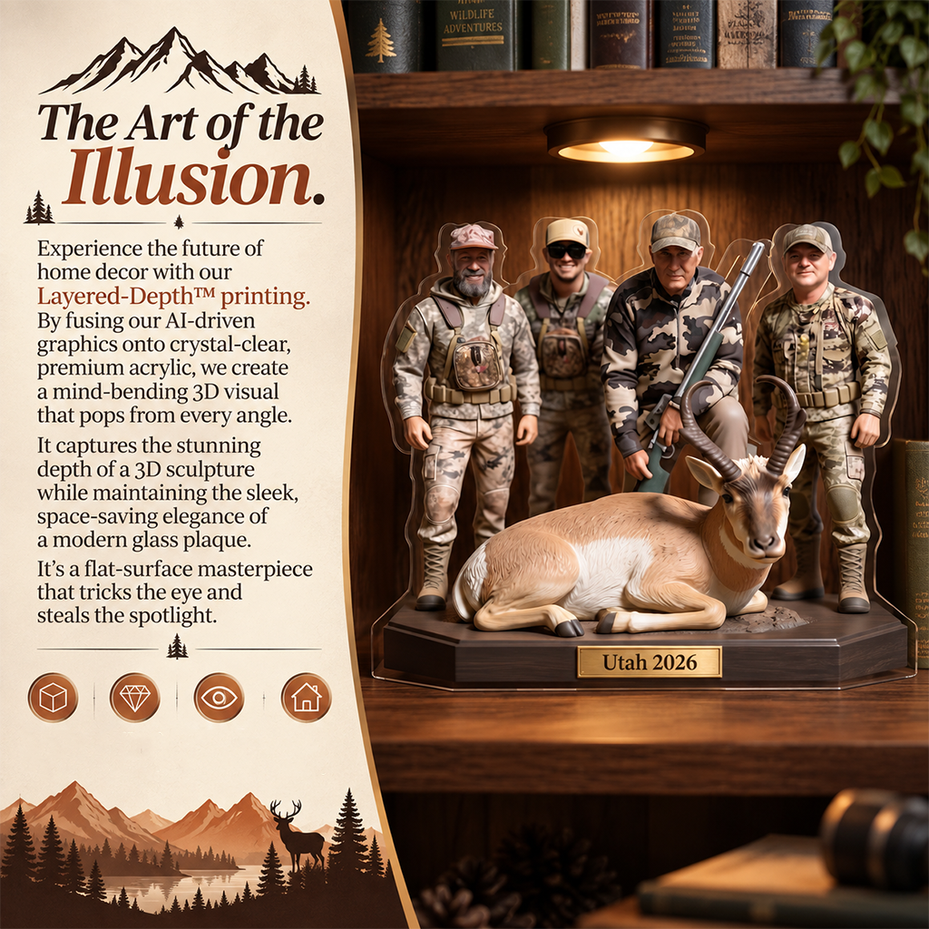 Personalized Hunting Family with Deer Custom Shaped Acrylic Plaque Hunting Gift