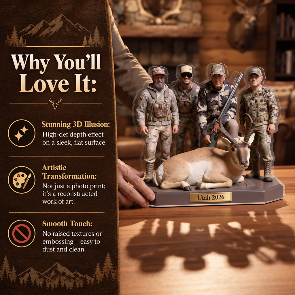 Personalized Middle-Aged Black Duck Hunter Custom Shaped Acrylic Plaque Hunting Gift