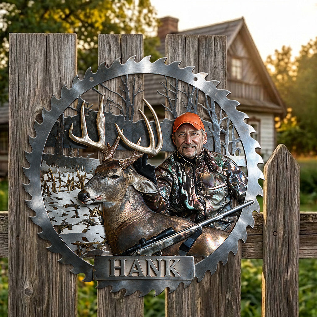 Personalized Middle-Aged Black Duck Hunter 3D Cut Metal Sign Hunting Wall Decor