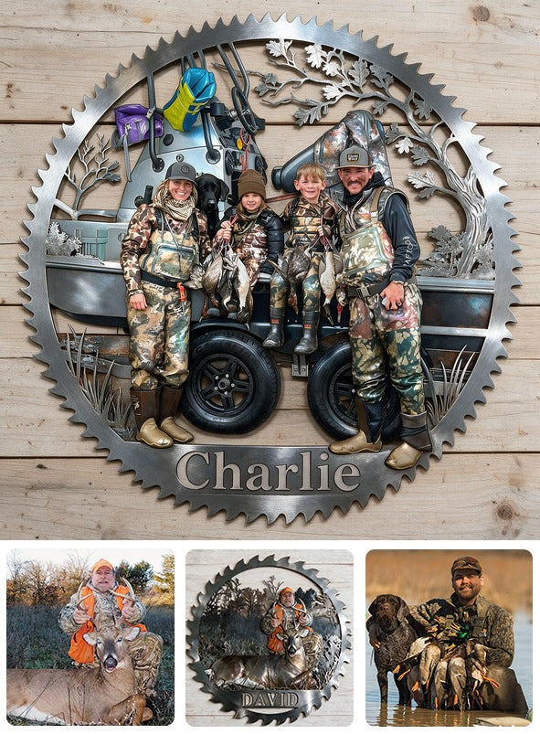 Personalized Hunting Family 3D Cut Metal Sign Wall Decor Gift