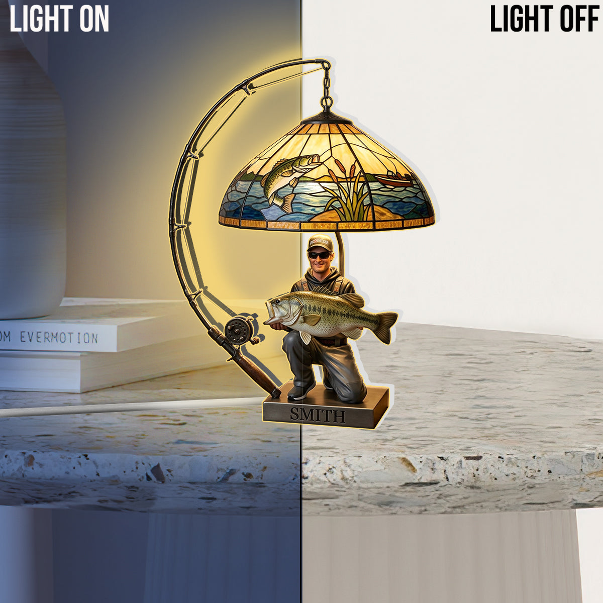Personalized Fishing Family Acrylic LED Night Light Fishing Lover Gift