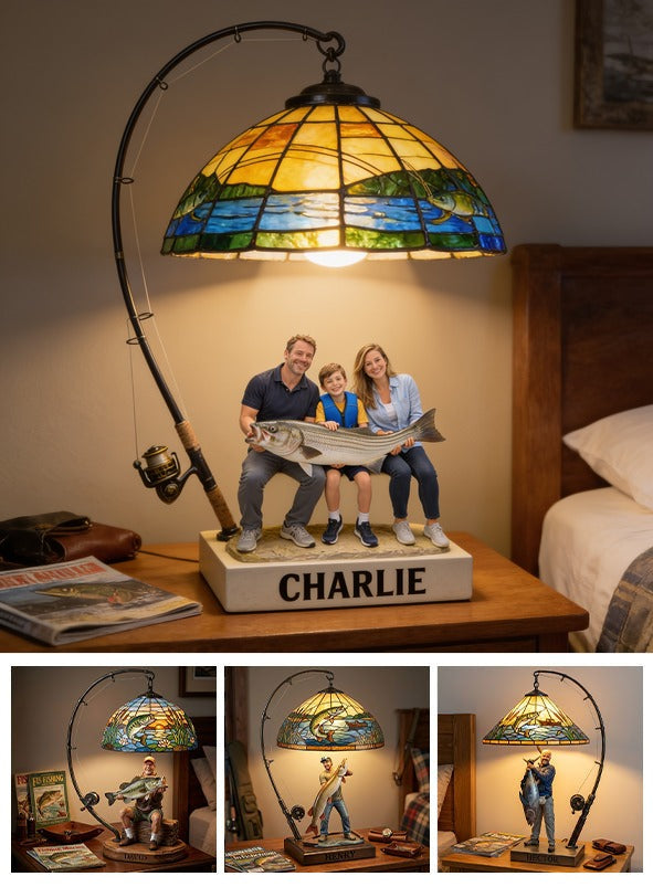 Personalized Fishing Family Acrylic LED Night Light Fishing Lover Gift