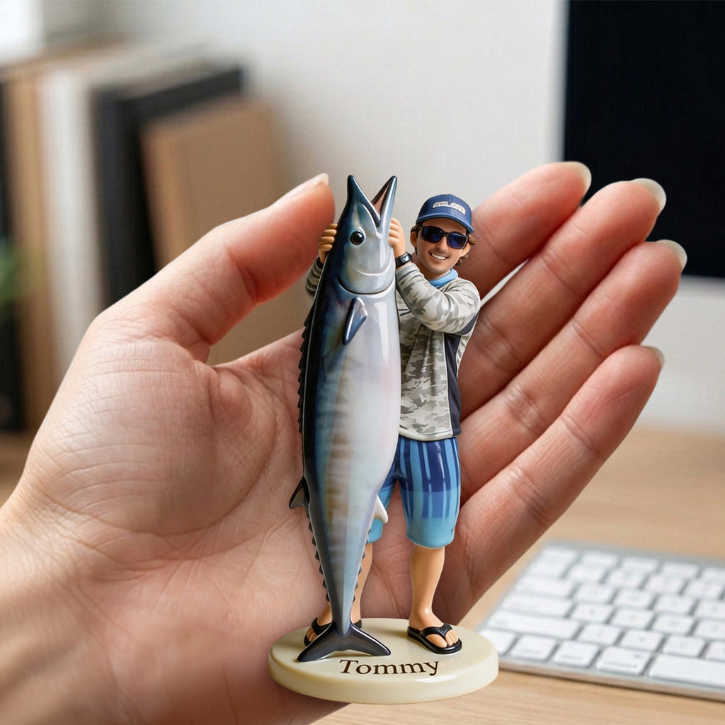 Personalized Father and Child with Fish Custom 3D Figurine Fishing Keepsake Gift
