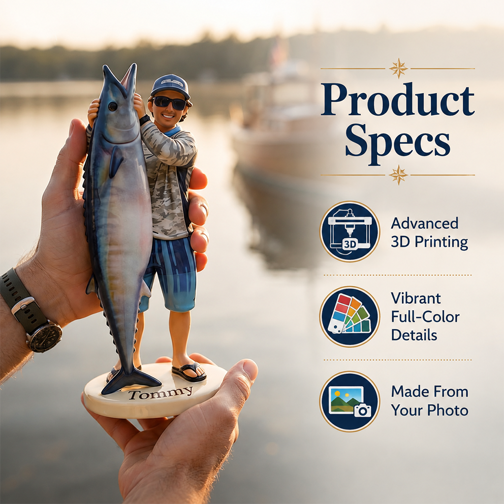 Personalized Fishing Group 3D Figurine Custom Keepsake Gift