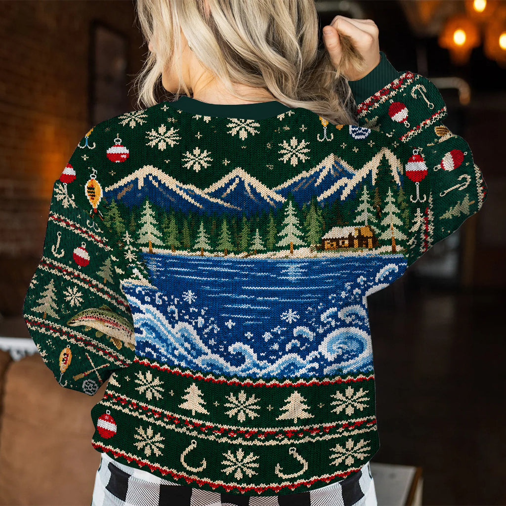 Personalized Christmas Middle-Aged Black Fisherman Fishing Ugly Sweater