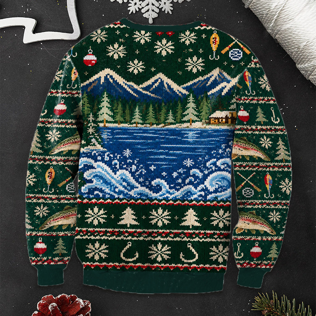 Personalized Christmas Fisherman Riding Fish Ugly Sweater