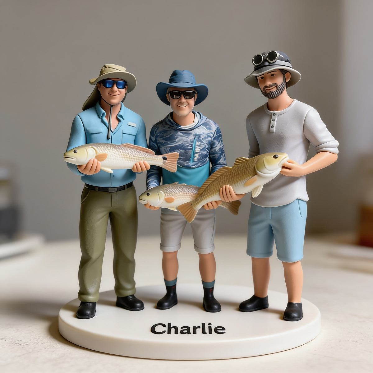 Personalized Fishing Group 3D Figurine Custom Keepsake Gift