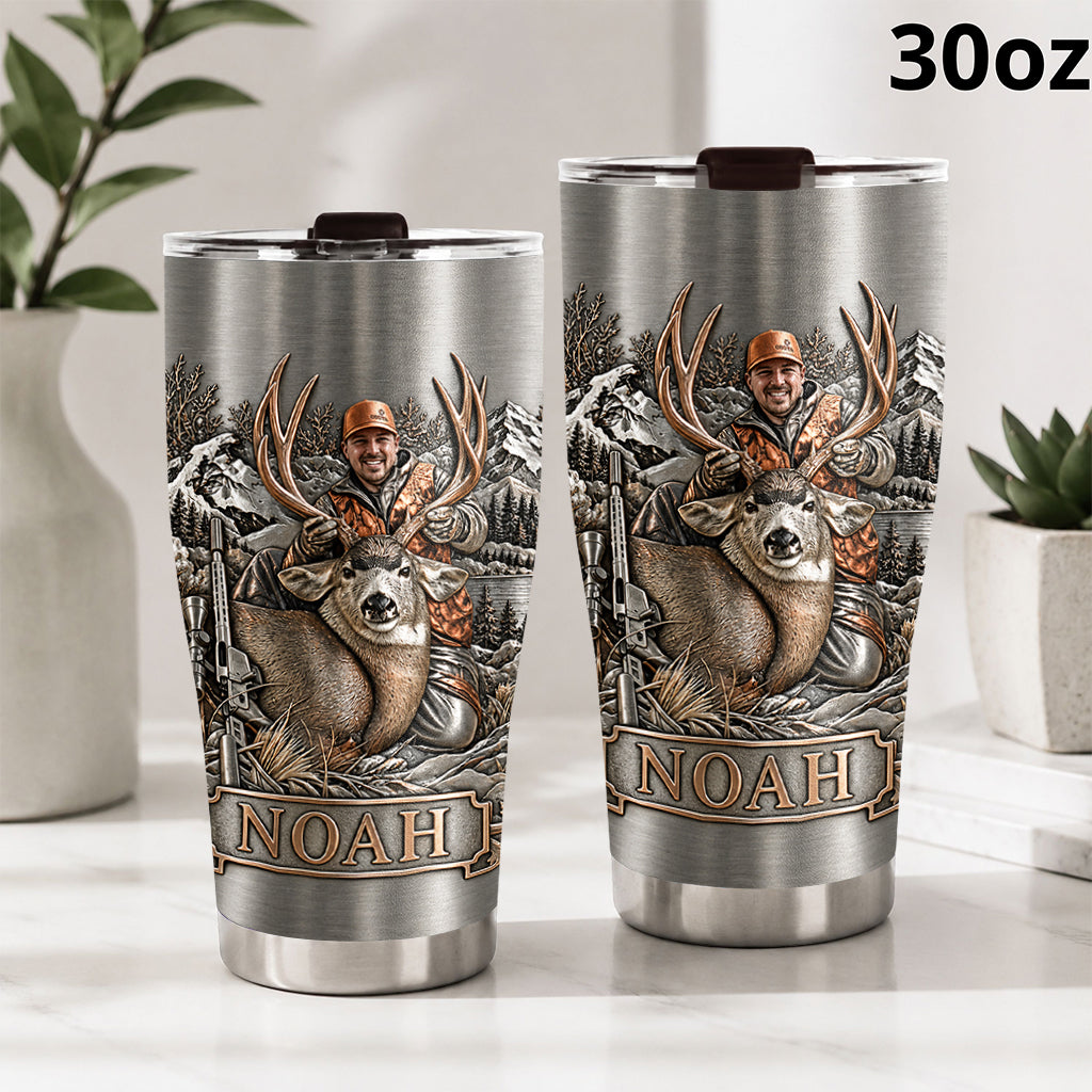 Personalized Latino Hunter with Deer Hunting Tumbler, Gift for Hunters