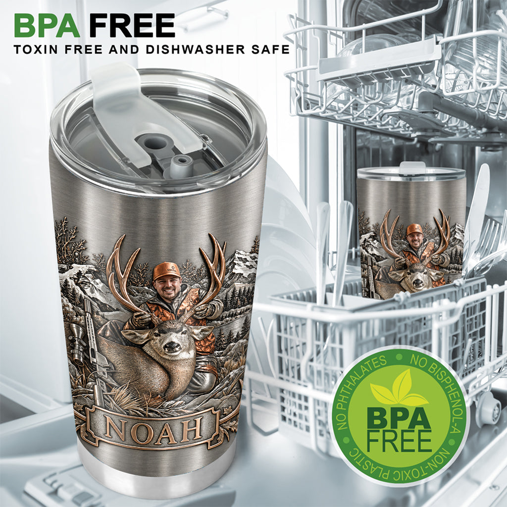 Personalized Custom Photo Hunter and Child with Deer Hunting Tumbler