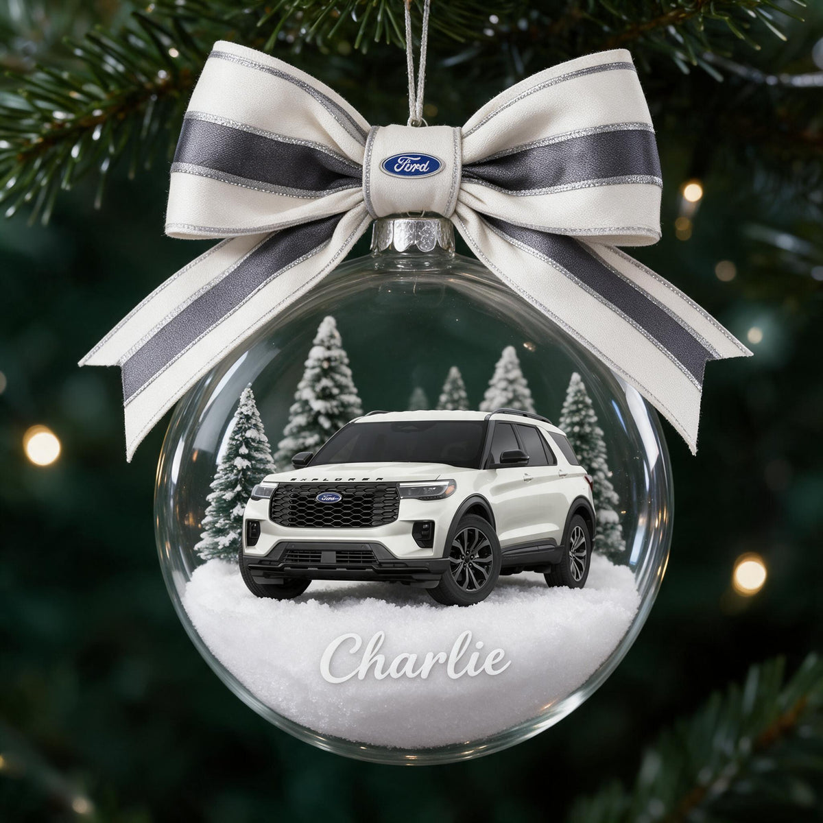 Personalized Christmas Ford Explorer SUV Snow Globe Ornament Car Lover Gift