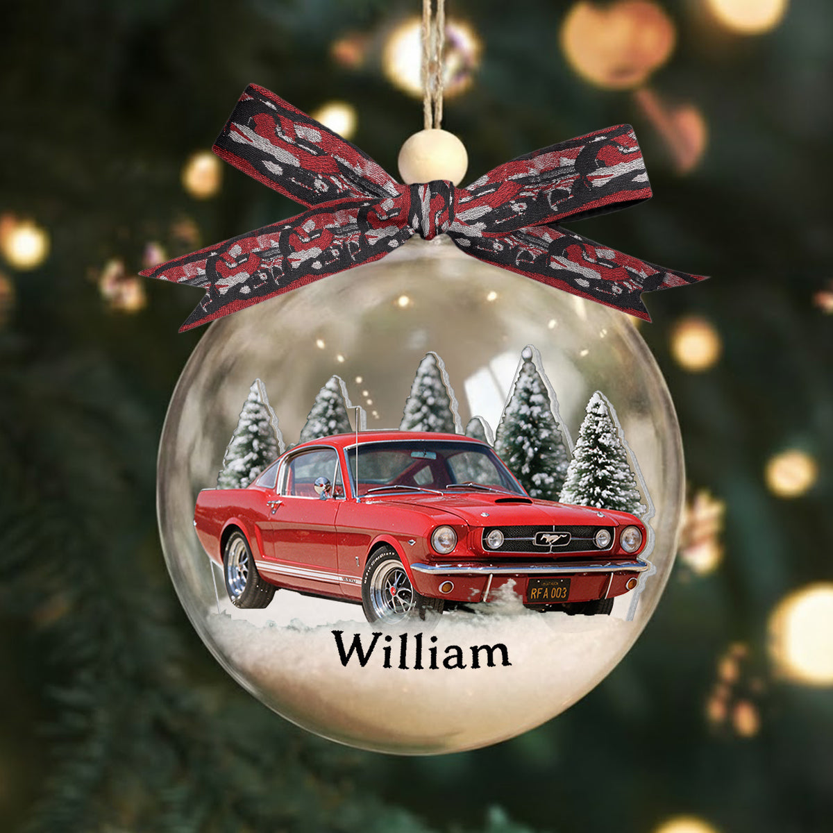 Personalized Christmas Grey Honda Civic Snow Globe Ornament Car Lover Gift