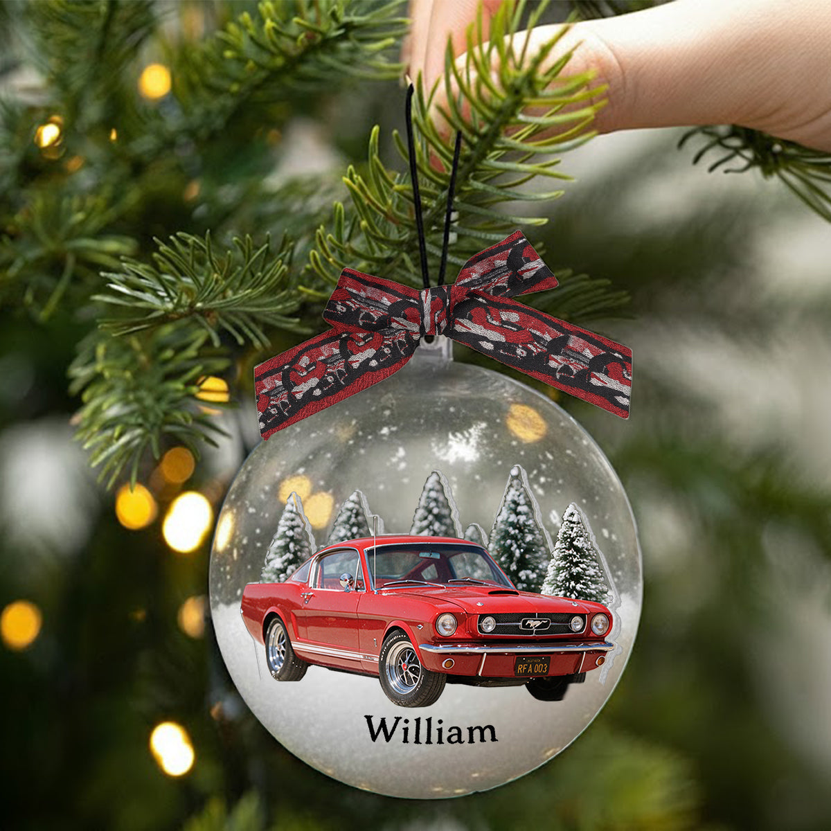 Personalized Christmas Grey Honda Civic Snow Globe Ornament Car Lover Gift