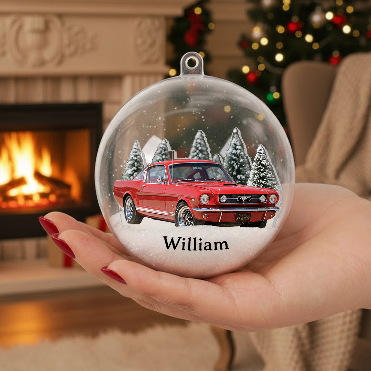 Personalized Christmas Grey Honda Civic Snow Globe Ornament Car Lover Gift
