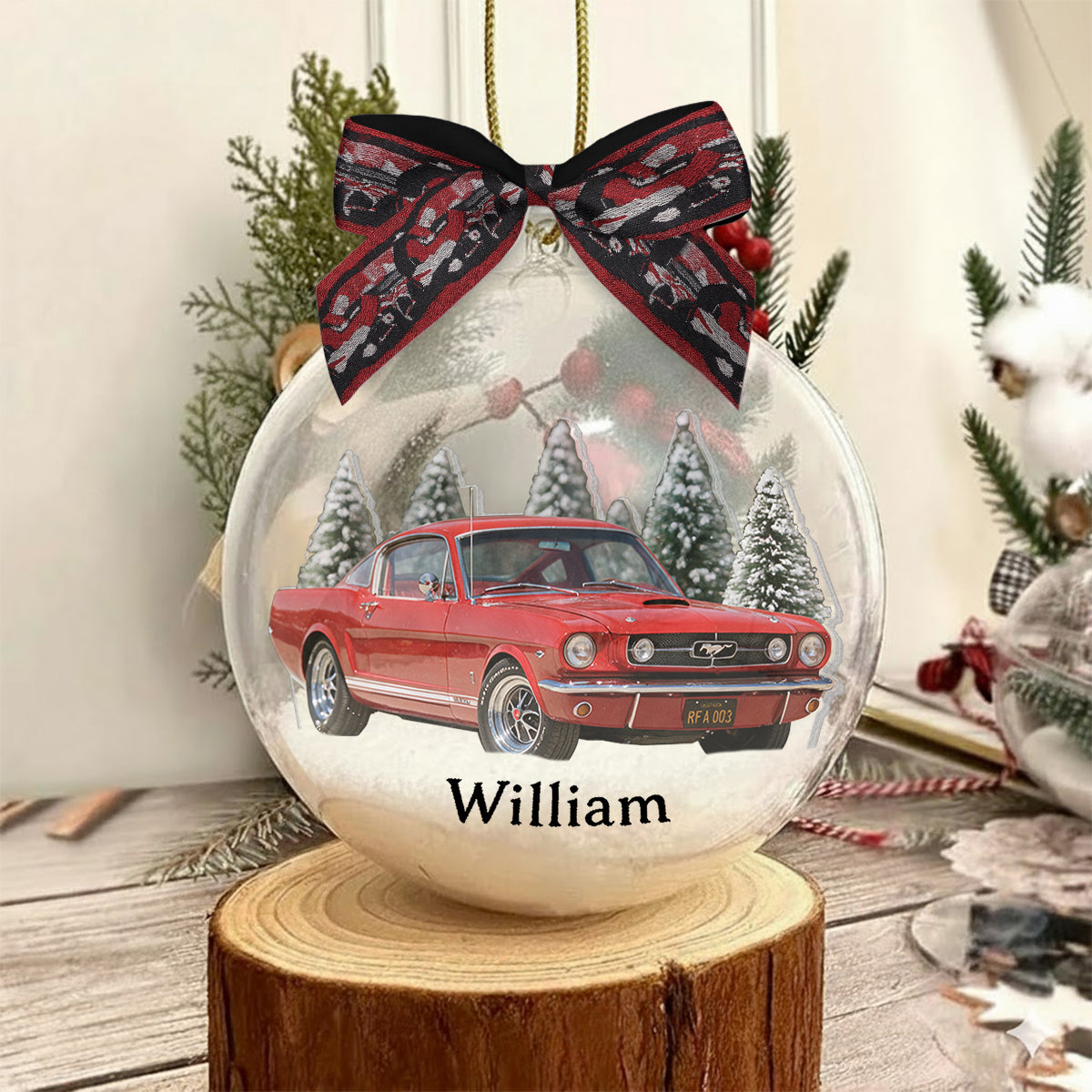 Personalized Christmas Grey Honda Civic Snow Globe Ornament Car Lover Gift