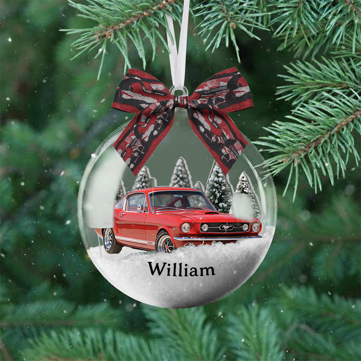 Personalized Christmas White Toyota Tacoma Pickup Truck Snow Globe Ornament Car Lover Gift