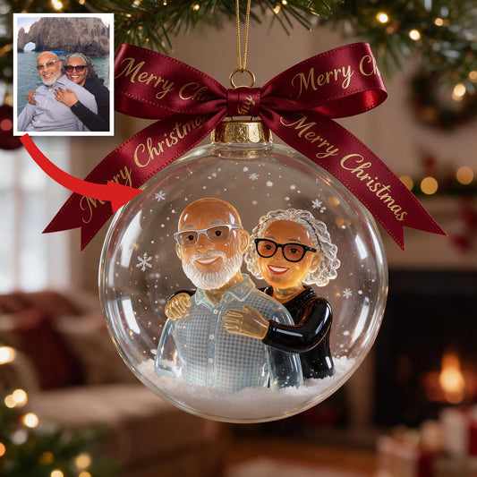 Personalized Christmas Middle-Aged Black Couple Snow Globe Ornament Gift