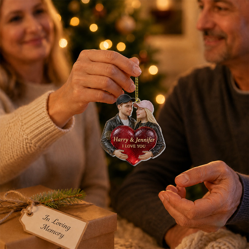 Personalized Black Couple Christmas Glass Ornament Romantic Keepsake Gift