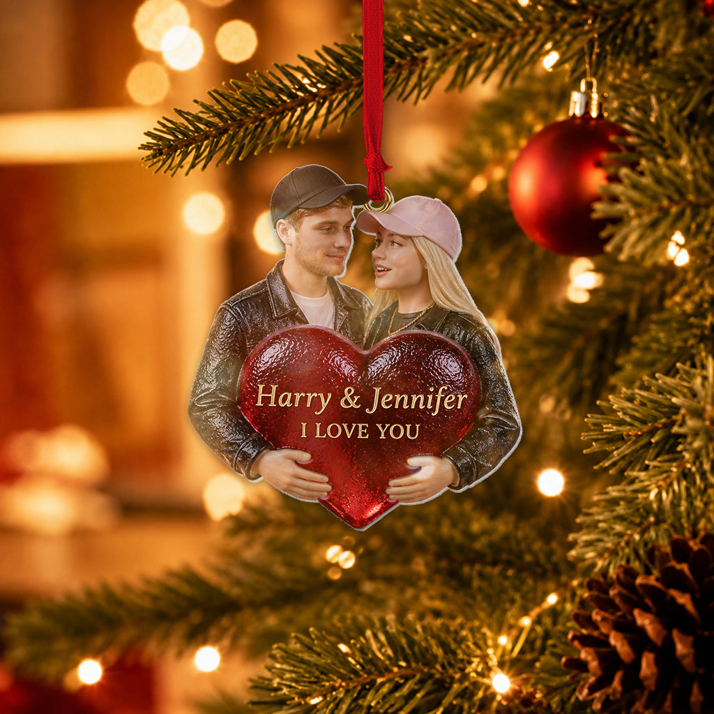 Personalized Older Latino Couple Christmas Glass Ornament